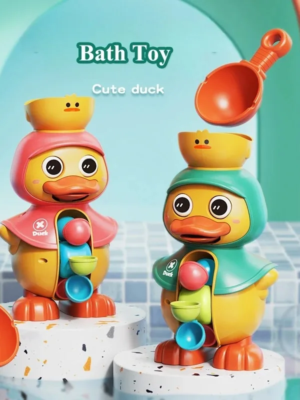 2023 Cute Duck Baby Shower Bath Toys Children Water Play Spinner With ...