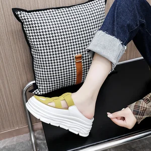 Women's Fashion Trend Half Cool Slipper Made in China Hollow Mesh Breathable Bag Head Lace-Up Closure for Spring Summer Autumn