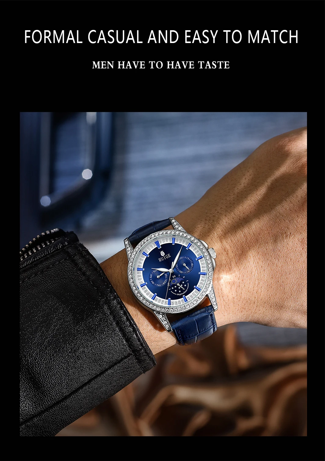 Men's Original Watch,Quartz Watch,Leather Strap Watch,Casual,Business ...