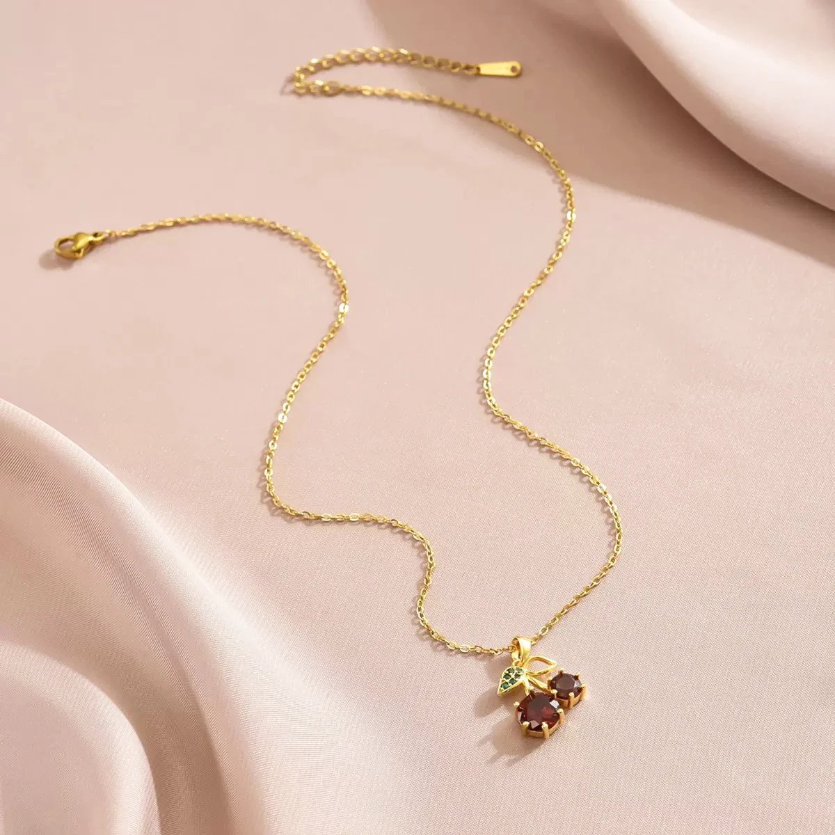Fadeless Cherry Zircon Allergy-Free Pendant Necklace