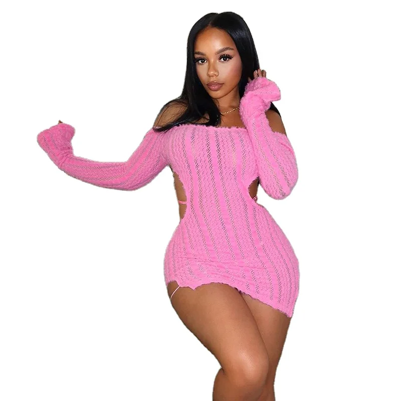 open lace back dress Pink Social Baddie Metallic Mini Dress – Deseo Boutique main image 1