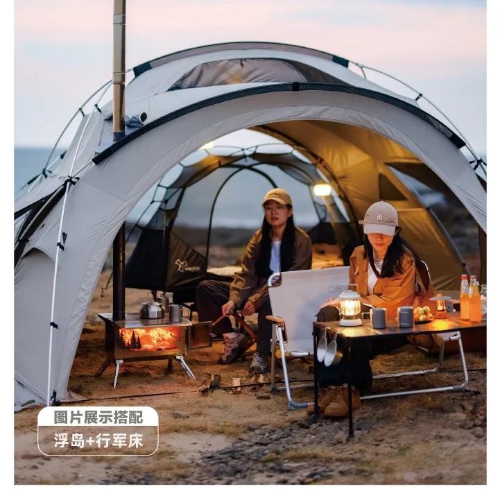 EchoSmile Camping Tent With Vestibule, 4/5/6 Person Instant Cabin Tent Water Resistant Glamping Tent Easy Setup For Trekking Hiking Outdoor Ultralight Tent With Carry Bag Red Stripped Tent