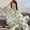 MintCheckCarrotFleecePajamaSet