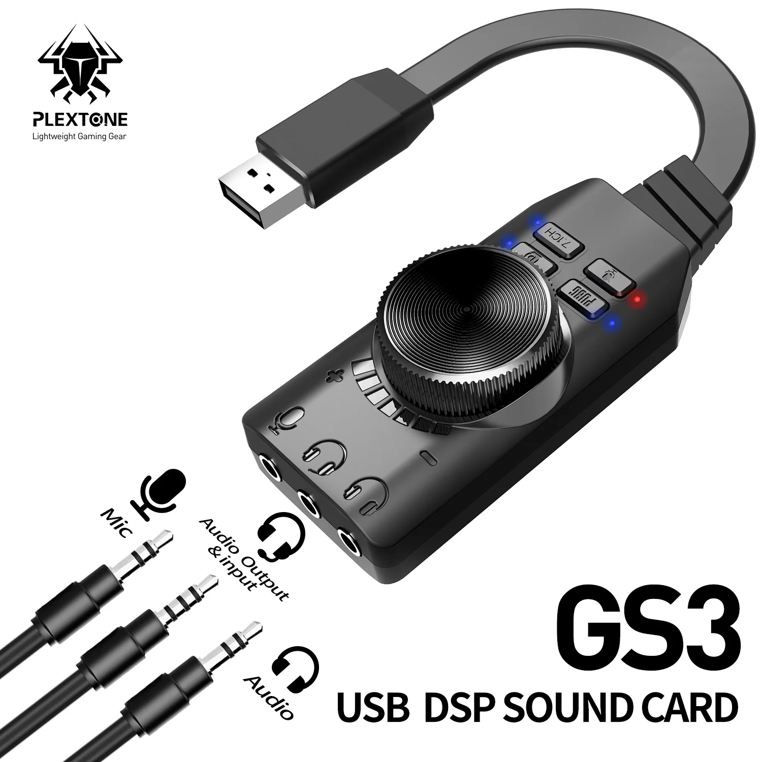 Virtual 7.1CH USB Sound Card External Audio Card 3.5mm USB Headphone Audio Interface for Computer Sound Card