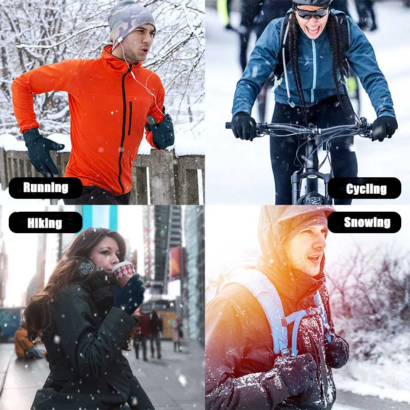 Touchscreen-Skihandschuhe, Winter, warm, Unisex, Polyester, Fahrradhandschuhe, Mountainbike-Handschuhe, Schwarz, Outdoor-Sport_voghion.com