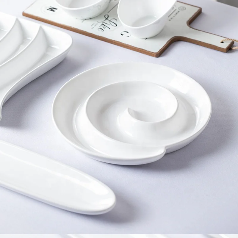 Оптовая продажа, белая керамическая посуда, доломитные тарелки, Салатница, Сервировочная тарелка, тарелка для закусок для домашней вечеринки, кухонная настольная