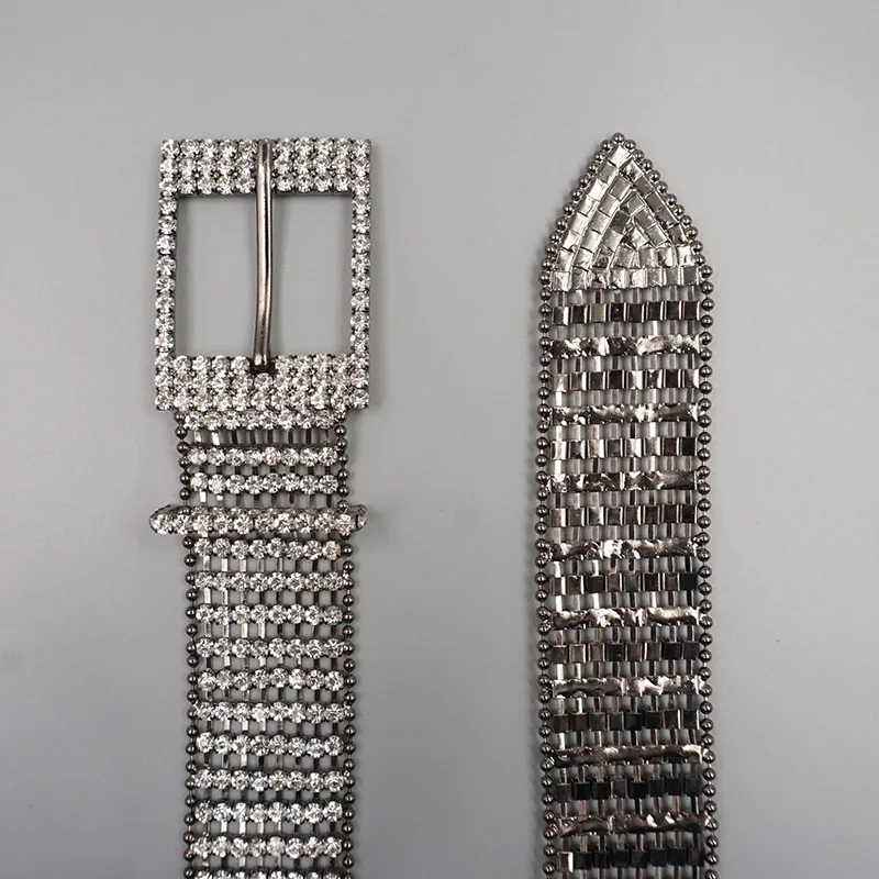 Ready design Silver color fancy crystal belt trim fashion style custom rhinestone women's belt