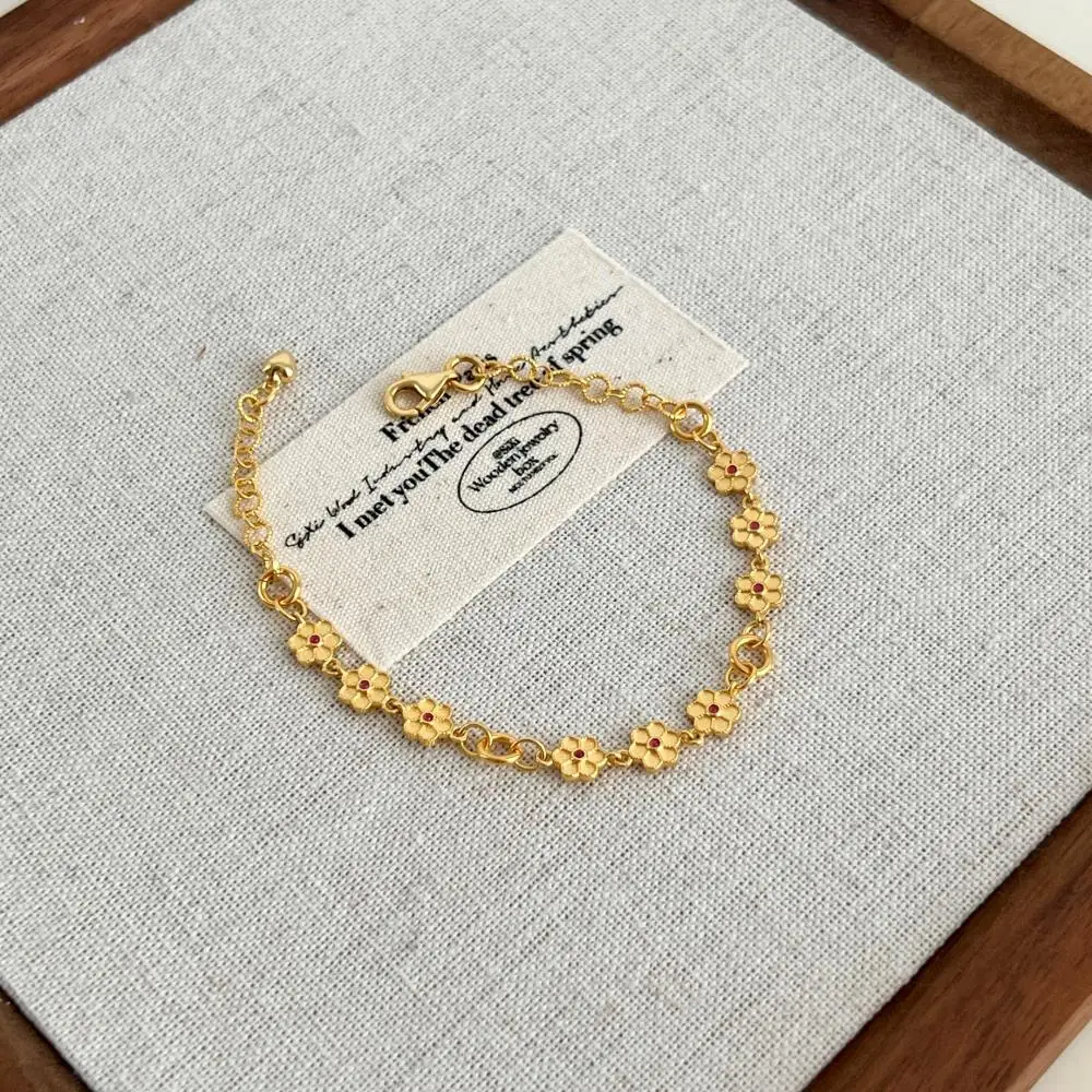 KAKODIY fashionable gold-plated adjustable personalized luxury customized 925 sterling silver women's six-leaf clover cherry blossom bracelet detail 6