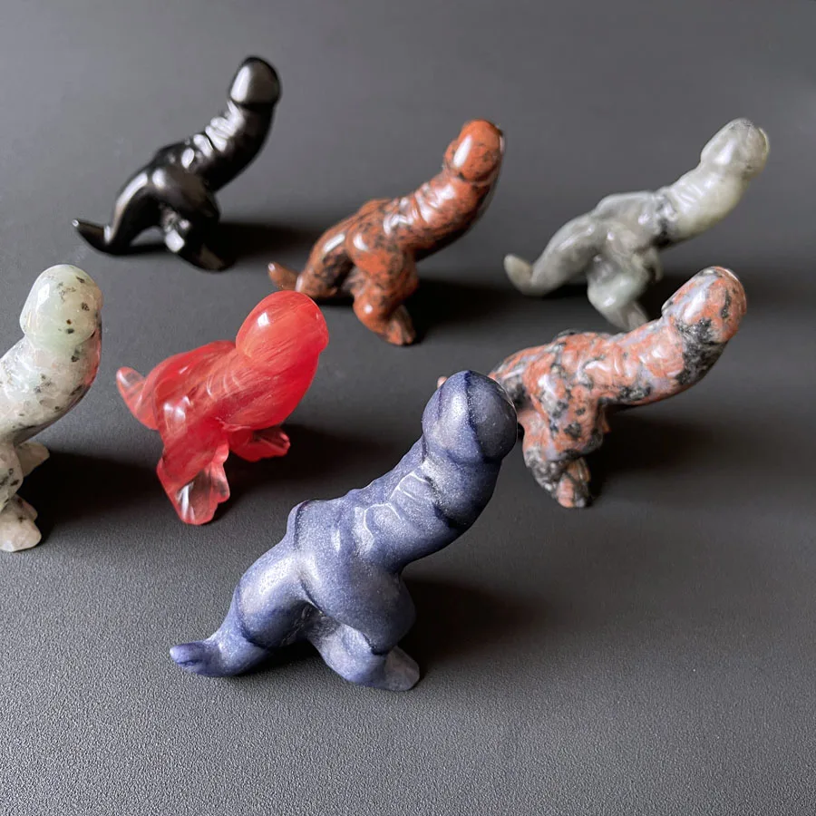 New Arrival Customized Meditation Natural Obsidian Crystal Dinosaur Penises With a Tail Crystal Quartz Penis With Legs