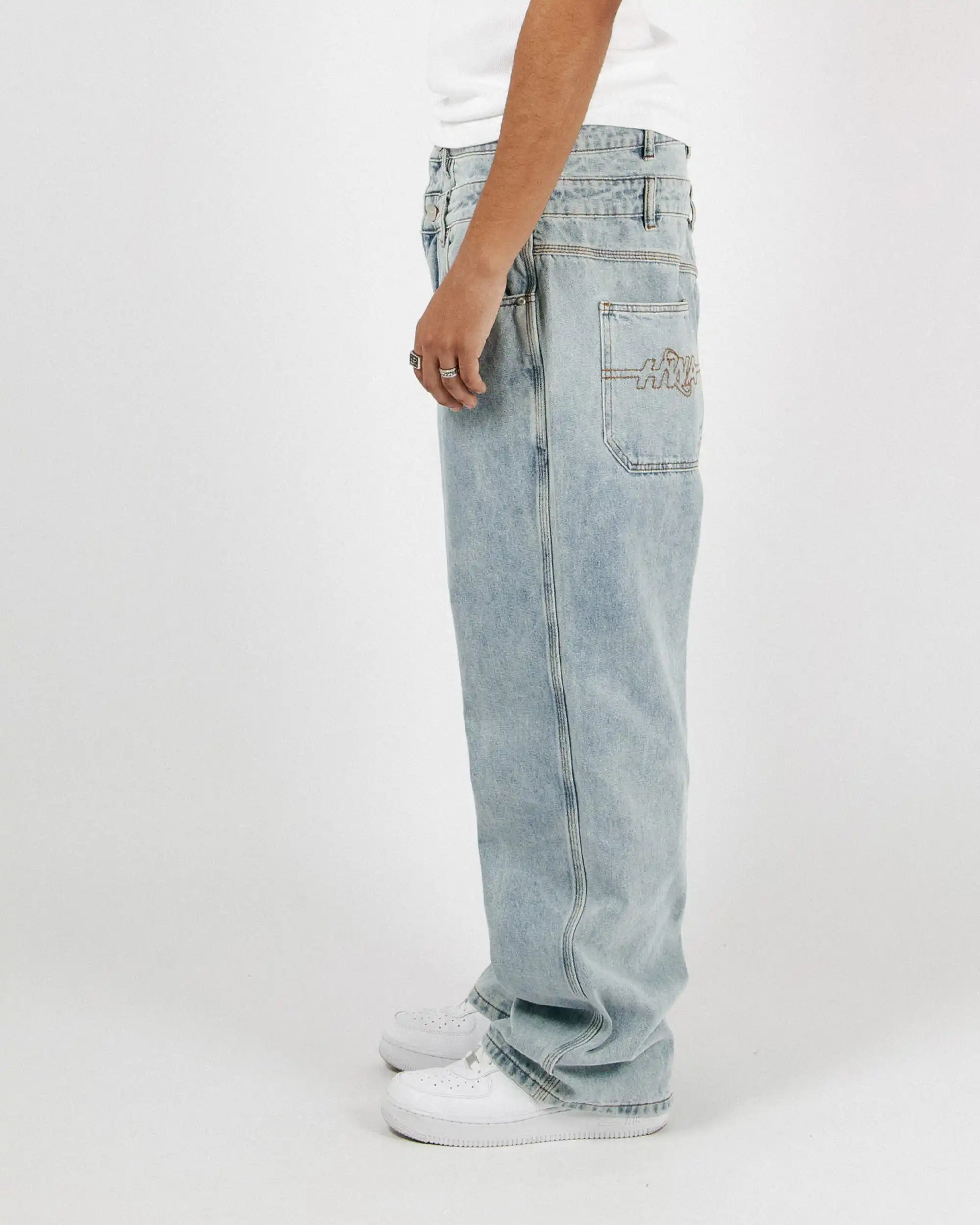 Double Waistband Denim Jean with Drawstring - YLH Men's