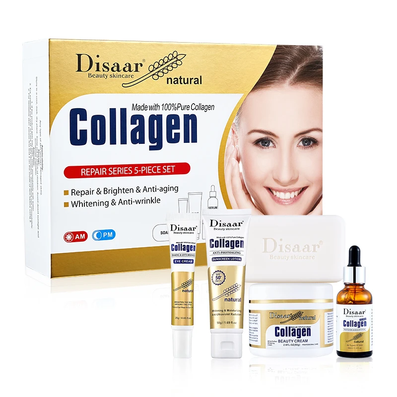 Disaar Natural 100% Collagen Anti Aging Whitening Brightening 5 Pcs Repair  Skin Care Set