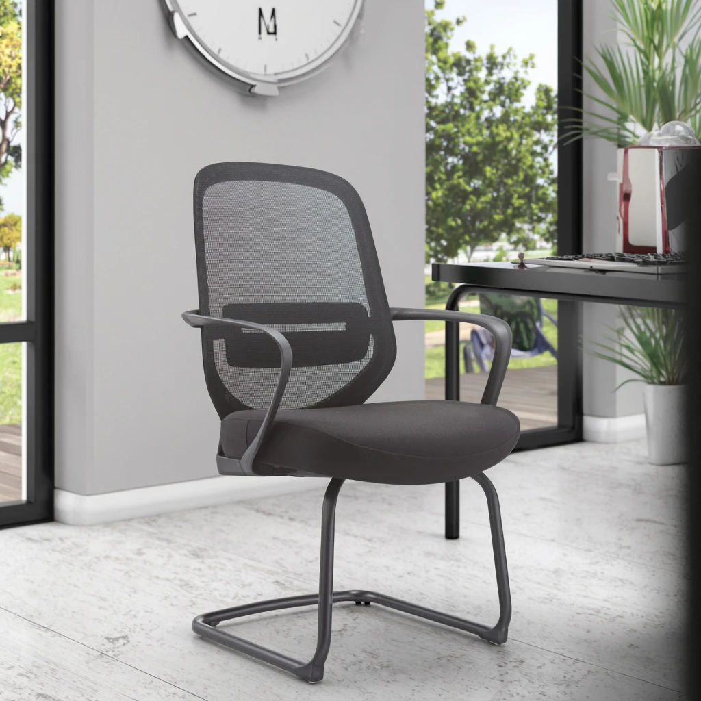 New Arrival  Black Rubber Powder-Coated Springframe Commercial Heavy Load Industrial Mesh Task Chair Tool-Free Adjustment 3