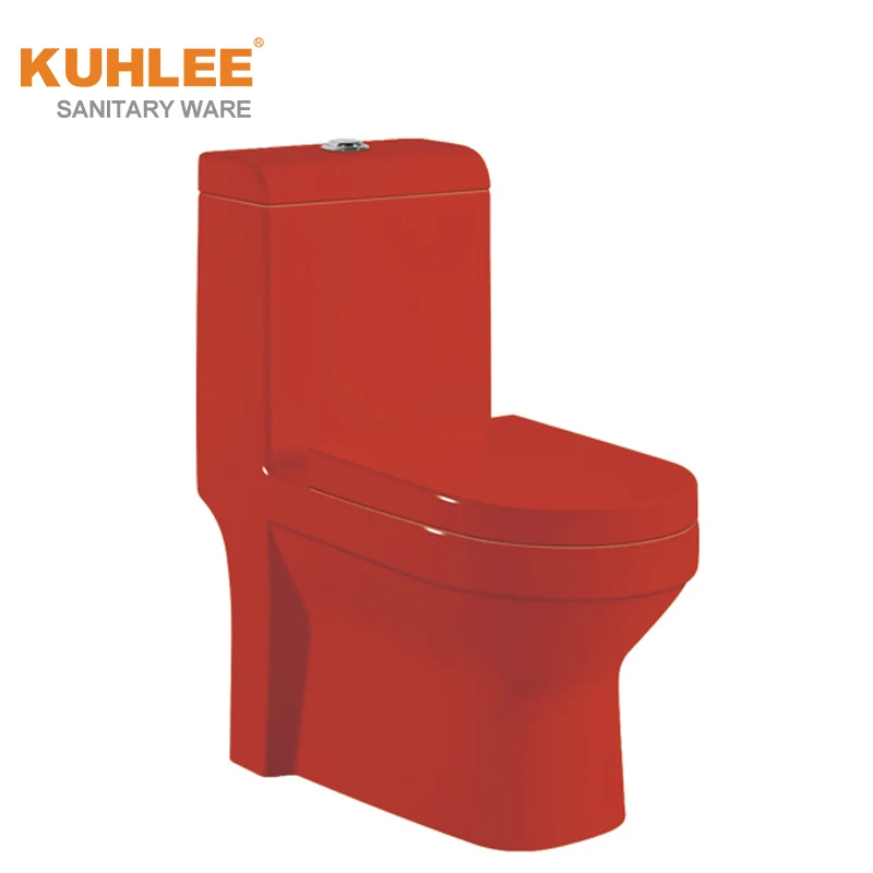 Top Selling Red Black Green Colored Ceramic Sanitary Wares Siphonic One Piece Toilet Sets Bathroom Suites