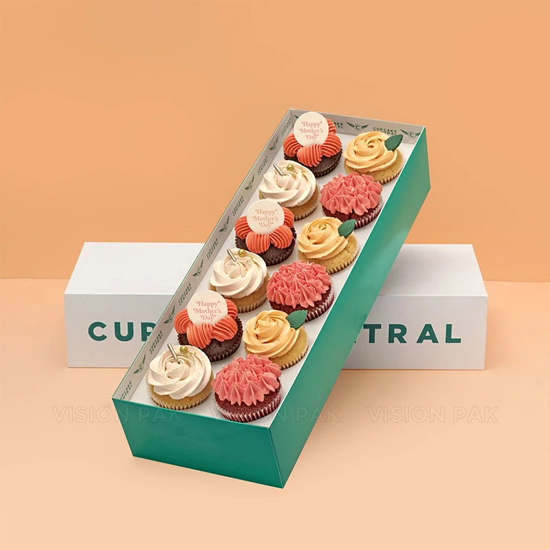 Custom Logo Printing Pink Gift Boxes Kraft Paper Boxes Crafting Cube Cupcake Boxes Cake Sweet Cookie Tiramisu