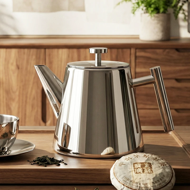 HIGHWIN Large Capacity 1000ml Double Wall Tea Pot with Infusers for Loose Tea Stainless Steel Teapot