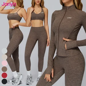 Janya Wholesale Custom Logo Women's 2-Piece Activewear Set Spandex/Polyester Four-Way Stretch Breathable Gym Fitness Yoga Sets