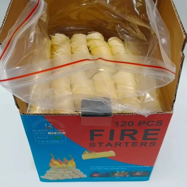Customizable Wood Wool Fire Starters for Outdoor Grills Kitchens Barbecue Accessories Including Charcoal Bags Stick Box
