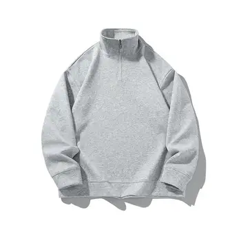 Wholesale Best Seller Custom Logo Men's Quarter Oversized Zip Collar Mock Neck Sweatshirts Hoodies