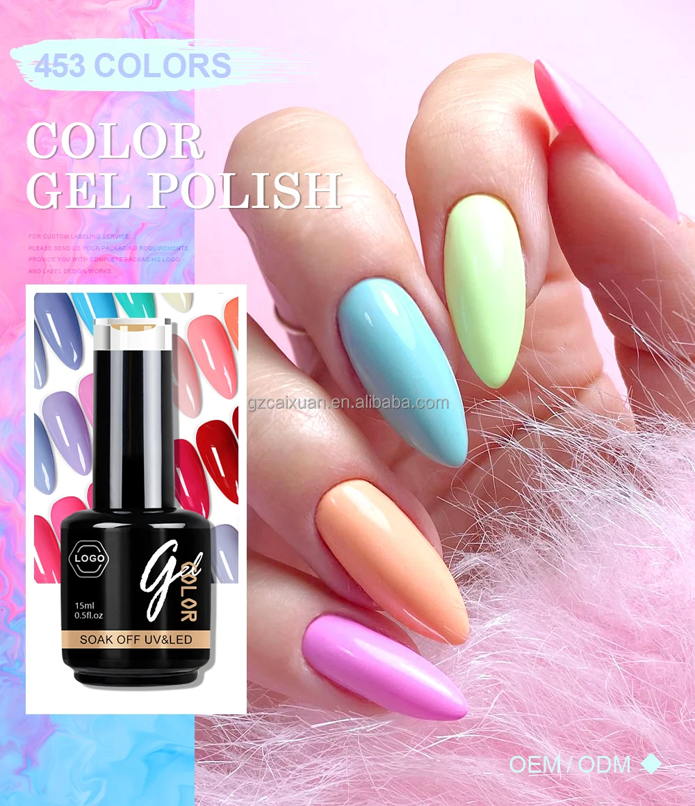 Private Label Gel Nail Polish Long Lasting High Gloss 453 Colors Uv Gel