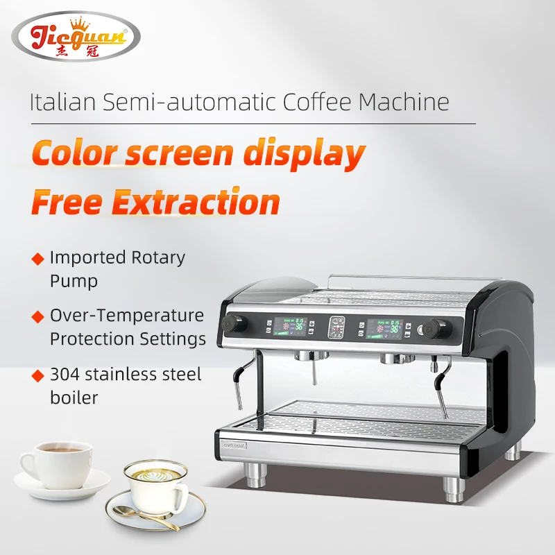 Commercial Intelligent Semi-automatic Italian Expresso Coffee Machine Two Head Display Screen