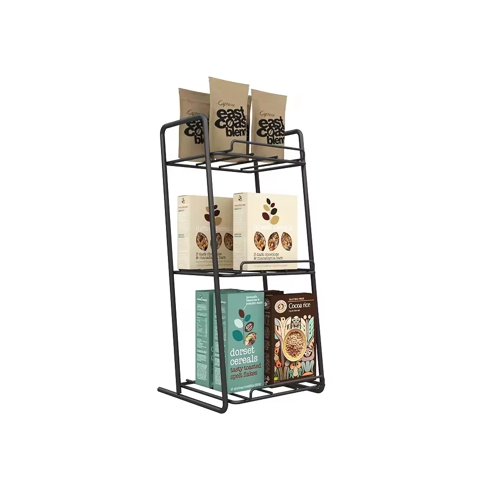 Tabletop Chocolate Bar Display Stand Small Display Racks Metal 3 Tiers Cashier Rack for Candy/Chocolate/Chewing Gum