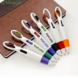 Promotional 4-in-1 Outdoor Hiking Ballpoint Pen 4 Colors 1.0mm Durable Metal Lanyard Hook Plastic Lanyard Included Gift Outdoor