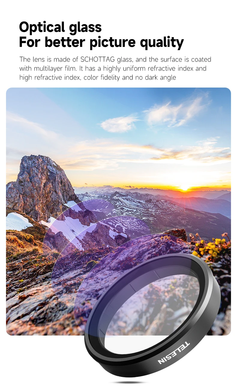 Telesin DJI Action 4 CPL ND8 ND16 ND32 Optical Lens CPL Neutral Density ND Lens Filters for DJI Osmo Action 3/4