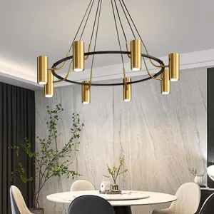 JACKSUN Post-Modern European American Style Golden Lampshade Restaurant Chandelier for Hotel Restaurant Home Pendant Light