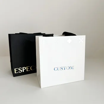 Color Brilliancy Ribbon Handle Boutique Shopping Packaging  Recycle Tote gift paper bag