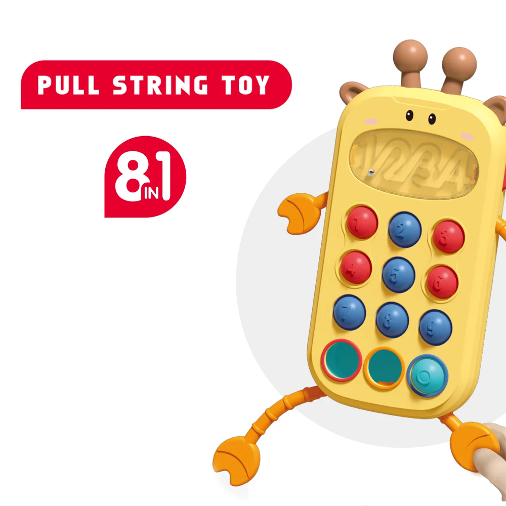 Education Toy Funny Press Game Silicone Sensory Baby Teether String Pull Number Cognition Quick Push Stress Relief Toys for Kids