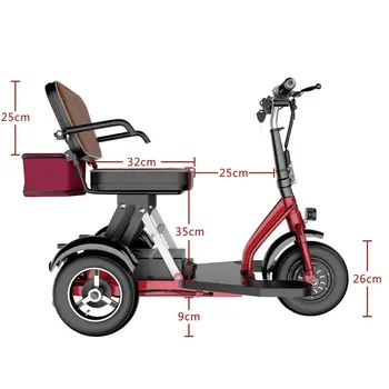 Unisex Folding Electric Tricycle Small Mini Leisure Scooter Mobility Vehicle Wheelchair for Elderly Disabled Three-Wheel Scooter