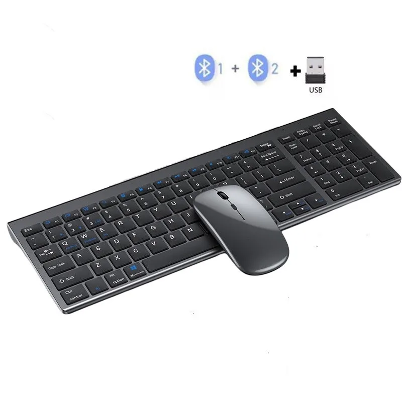 Wireless Rechargeable Optical Plastic Keyboard Mouse Combo with USB Interface New & Compatible with All Computers