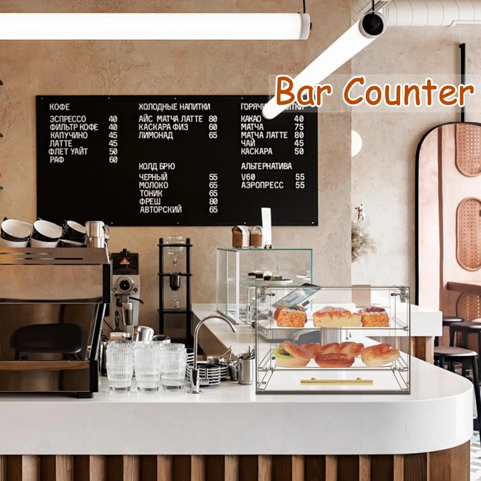 Countertop Acrylic Bread Box with Front Door Acrylic Large Pastry Display Case for Bakery Bread Baking