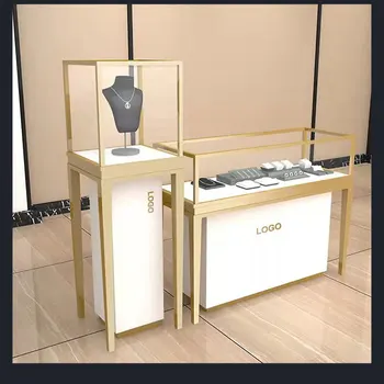 Sharewin Stainless Steel Store Jewellery kiosk Luxury Jewellery Showroom Counter Glass Jewelry Display Showcase Jewelry Cabinets