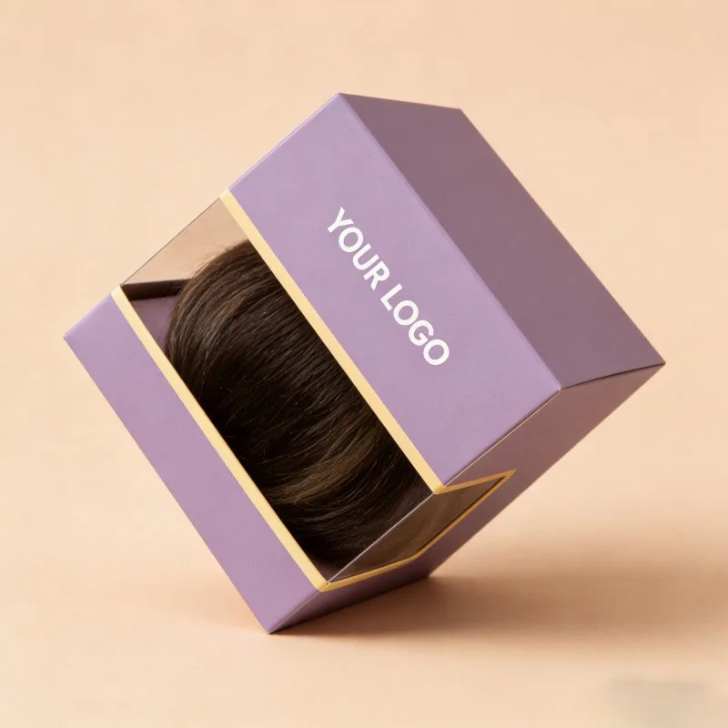 Luksuzna ljudska perike Paket poklon kutije za proširenje kose kutija s prozorom Magnetno pakovanje Satinska kutija za perike