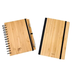 2023 New Custom Logo A5 B5 Hardcover Eco Bamboo Paper Notebook Set