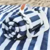 Blue and white striped (polyester-cotton shoulder bag)