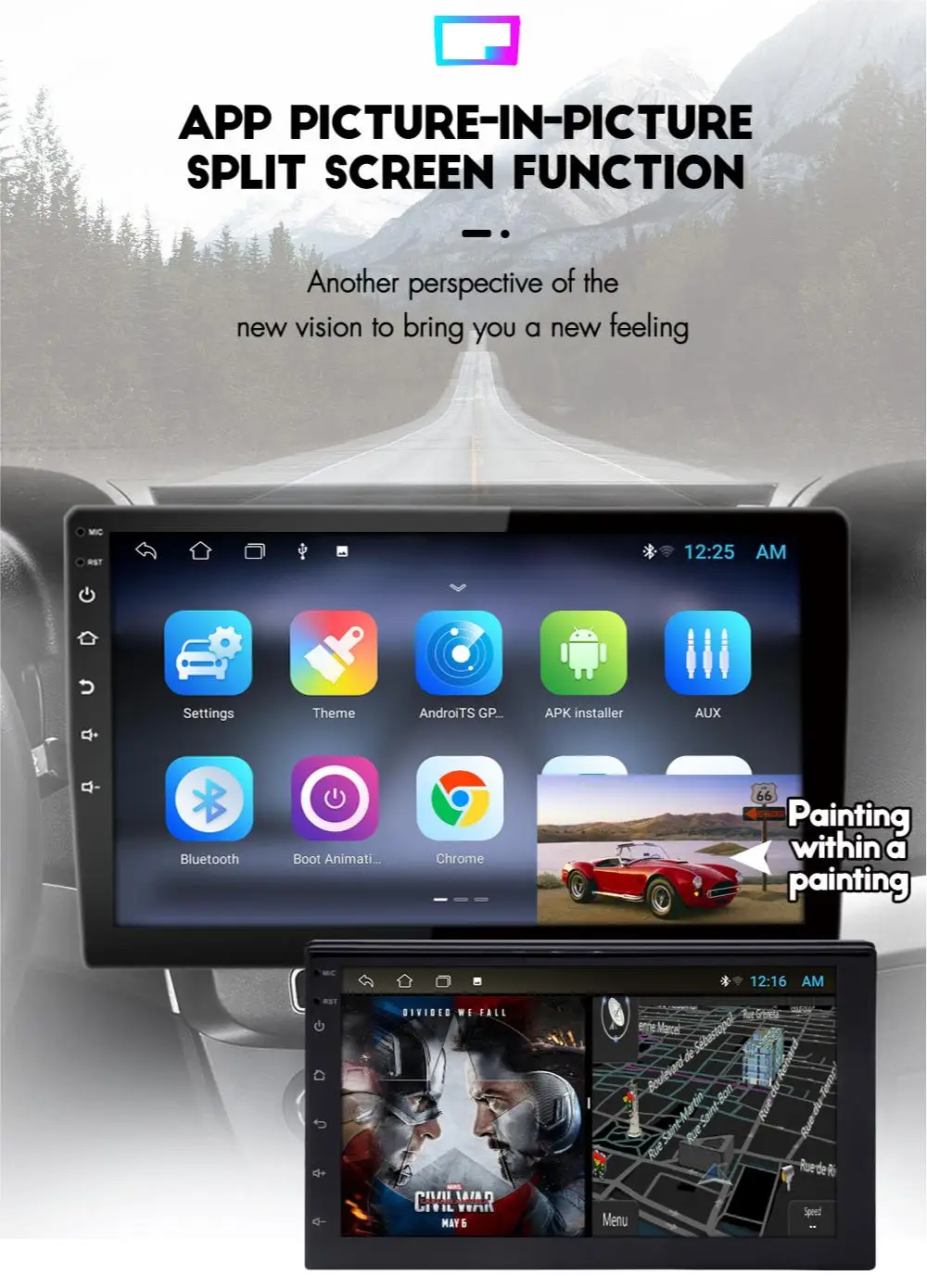 Android Ts7 Car Radio Stereo Ips 2.5d Screen Split Screen Car Dvd ...