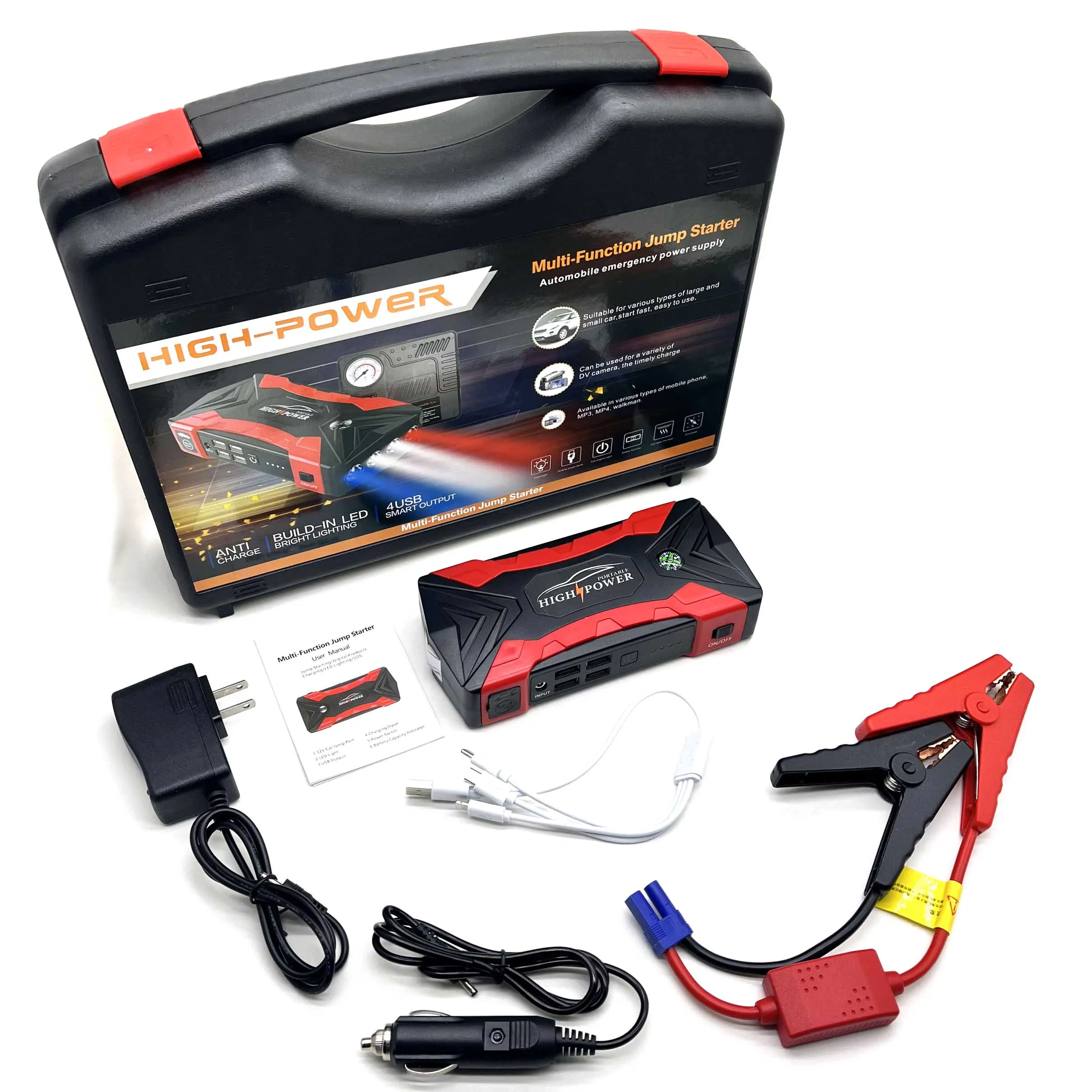 99800mAh Portable Car Jump Starter – 1500A Peak, Air Compressor, Power Bank