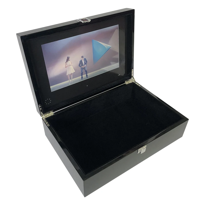 Роскошный Подарочный экран 10-дюймовый Деревянный цифровой ЖК-бокс пианино Черный видео бокс