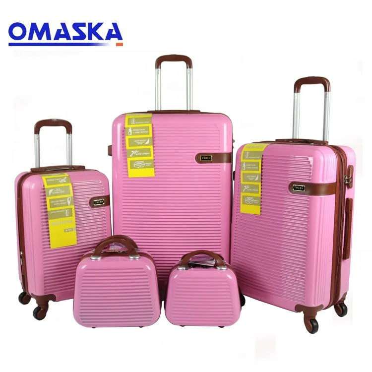 Китайский производитель, оптовая продажа, наборы чемоданов из АБС-пластика, розовый Дорожный чемодан из АБС-пластика 20 24 28 4