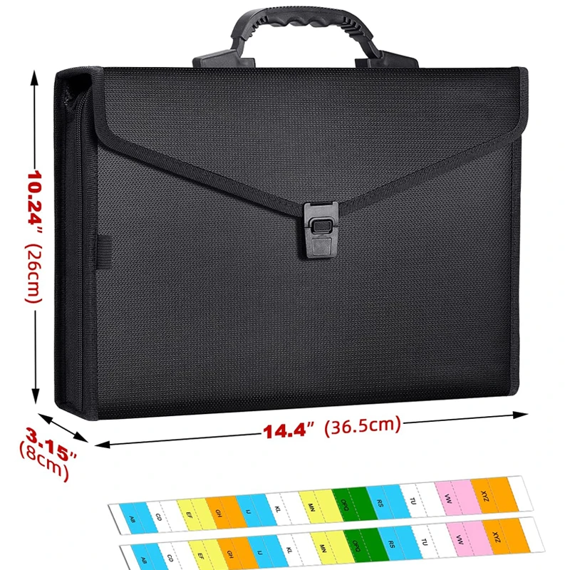A4 Zipper Expanding File Folder Filing Briefcase Fireproof Waterproof Accordion File Organizer Bag Locking