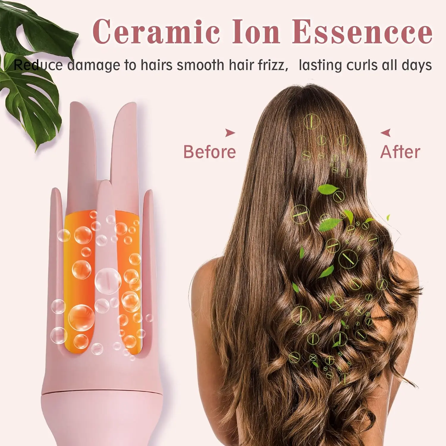 Customize OEM ODM Rotating Curly Hair Stick Ceramic Glaze Coating Hair Curler Automatic Curling Iron Two Directions