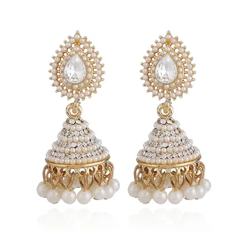 Luxury Chandelier Earrings Personality Pave Micro Cubic Zirconia Pearl Indian Earrings Jewelry for Women