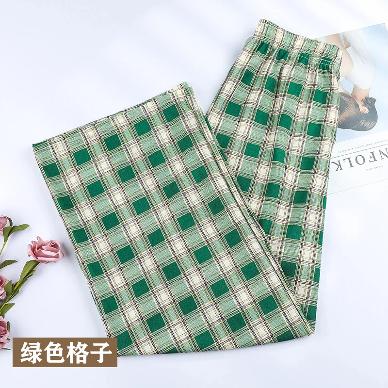 New Korean Plaid Pants Spring Autumn Summer Wide Leg Pants Women Lattice Print High Waist Trousers
