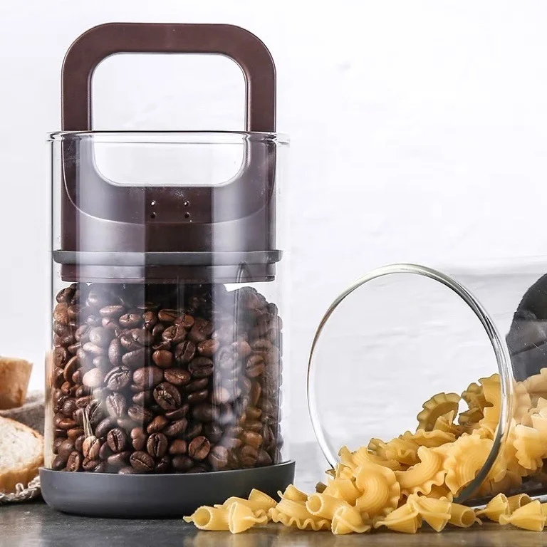 Airtight Food Storage Container Set Jar Kitchen Hand Made Multifunction Cylinder Cookie Candy Spice Tea Cereal Storage Glass
