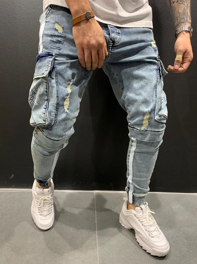 2022 European And American Fashion Casual New Style Ripped Pants Men ...