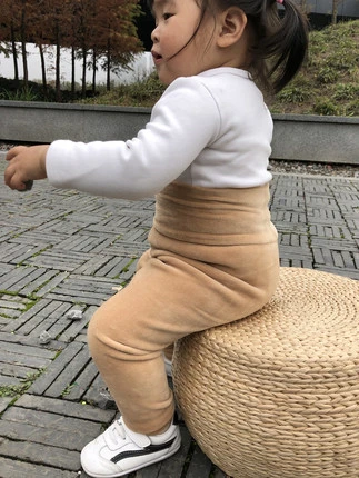 Детские теплые леггинсы, штаны с высокой талией, брюки для новорожденных, Детские повседневные штаны, детская зимняя одежда