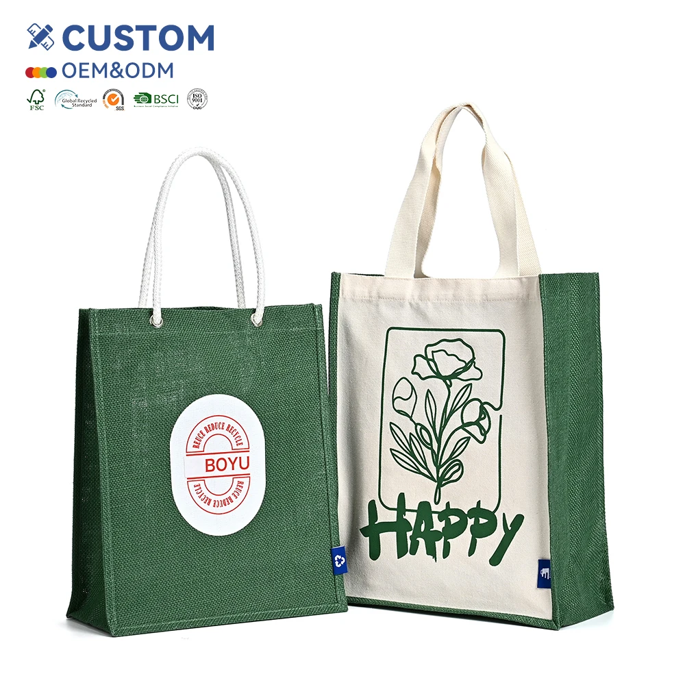 Hot Selling Wholesale Cheap Natural Jute Tote Bag Shopping Bag Burlap Tote Bag Custom logo