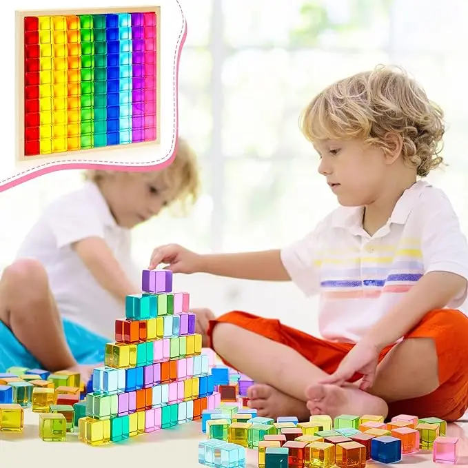 Gem Translucent Rainbow Building Blocks Crystal Acrylic Cubes ...